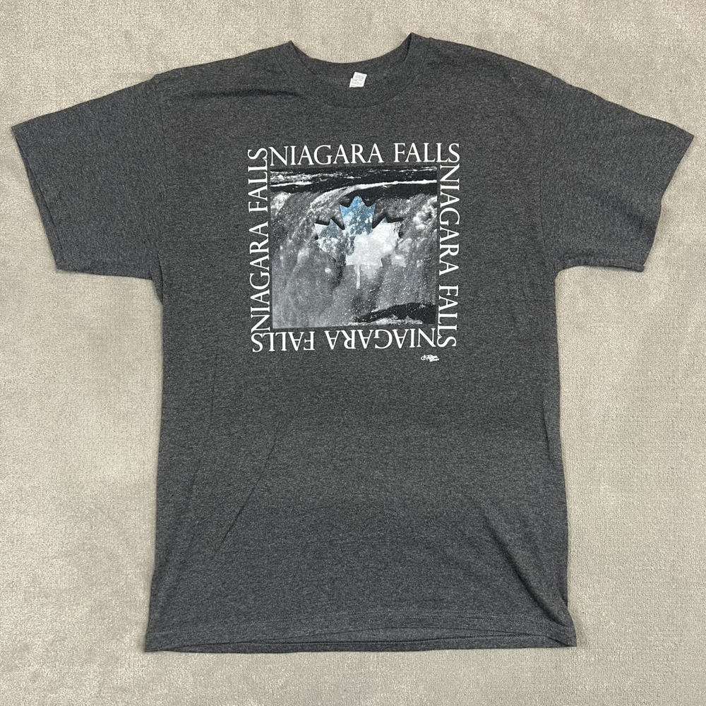 Alstyle Shirt Mens Medium Gray Niagara Falls Canada Maple Leaf Graphic Tee